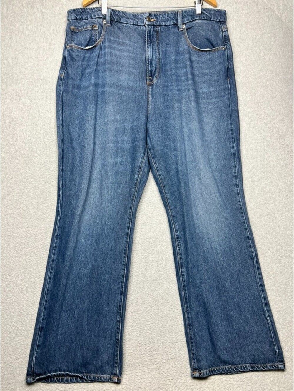 Good American Stretchy High Rise Distress Straight Leg Jeans 16 Curvy Comfort